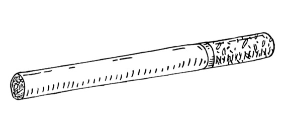 Cigarettes with filter. Engraving vector black vintage illustration isolated on white