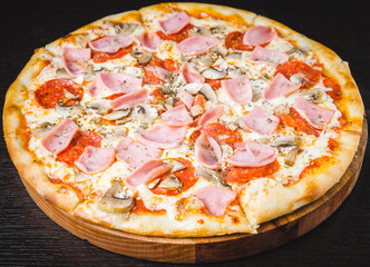italian pizza on the dark background