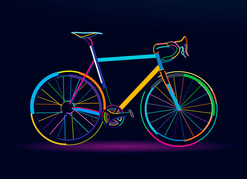 Abstract bicycle, sports mountain bike, colorful drawing. Vector illustration of paints