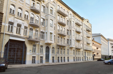 Bankova Street located in the central part of Kyiv, the capital of Ukraine, which was constructed in 1870. Pechersk neighborhood. Government quarter. Remains of old Kyiv.