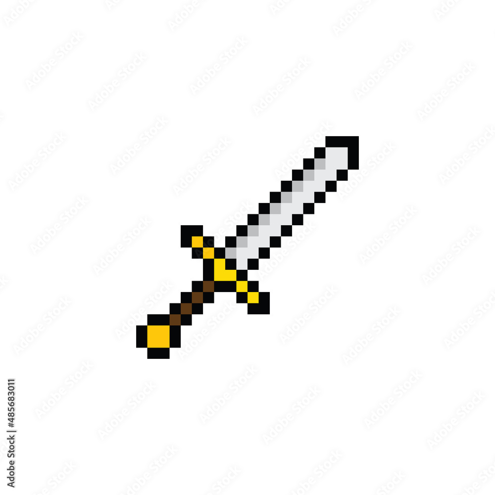 Poster sword pixel art icon vector 8 bit game