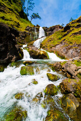 Waterfalls at the Bottom of Mount Rinjani Crater, Lombok, Indonesia, Asia