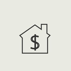 dollar sign house  vector icon illustration sign 