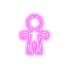 A simple neon pink human contour isolated on white