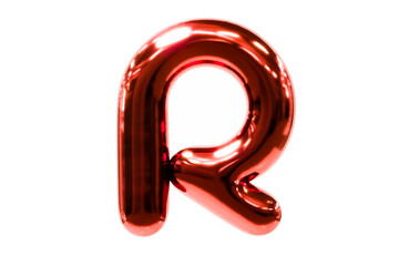 Balloon font metellic red letter R made of realistic helium balloon, Premium 3d illustration.