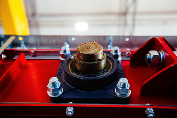 Bearing unit, part of industrial machine tool, close up, selective focus