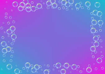 Bubble foam. Detergent and shampoo suds for bath. Soap. Rainbow