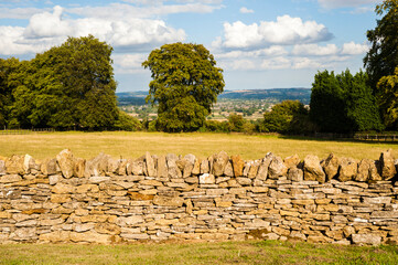 Traditional Cotswold dry stone wall, Longborough, Gloucestershire, England, United Kingdom, Europe