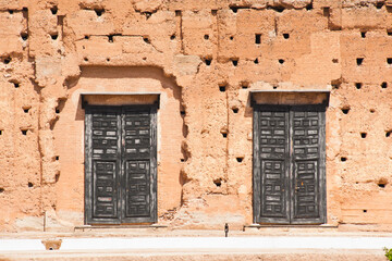 Doors at El Badi Palace, Marrakech (Marrakesh), Morocco, North Africa, Africa