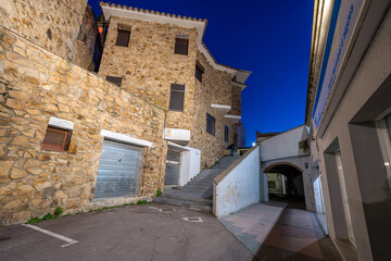 Tordera town of barcelona in the Maresme medieval city, european church night photography, city center
