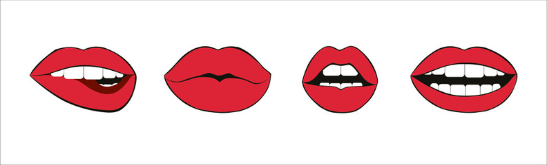 Collection of vector lips. Drawn simple icons. - 485686423