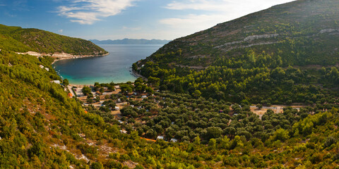 Panoramic photo of a Dalmatian Coast landscape, Croatia, Europe - obrazy, fototapety, plakaty