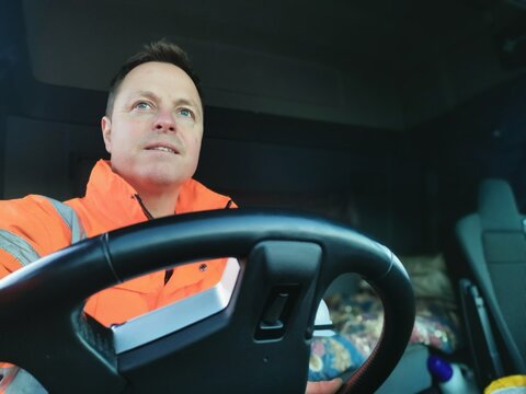 Male Truck Driver interior Portrait