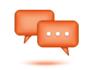 3D Bubble chat.3d Speech bubble Icon.Speech clouds chat bubble icon. Vector isolated on white background.Message box communication.