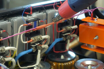 working with wire spools for electricity equipment