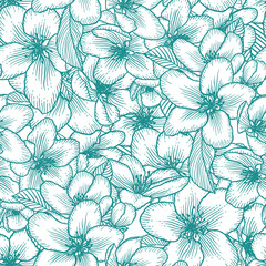 Seamless floral pattern, botanical vector background illustration
