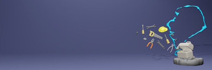 3d rendering of work tools and porters in Tuvalu for cover website