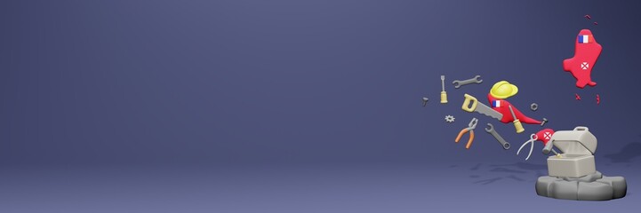 3d rendering of work tools and porters in Wallis and Futuna for cover website