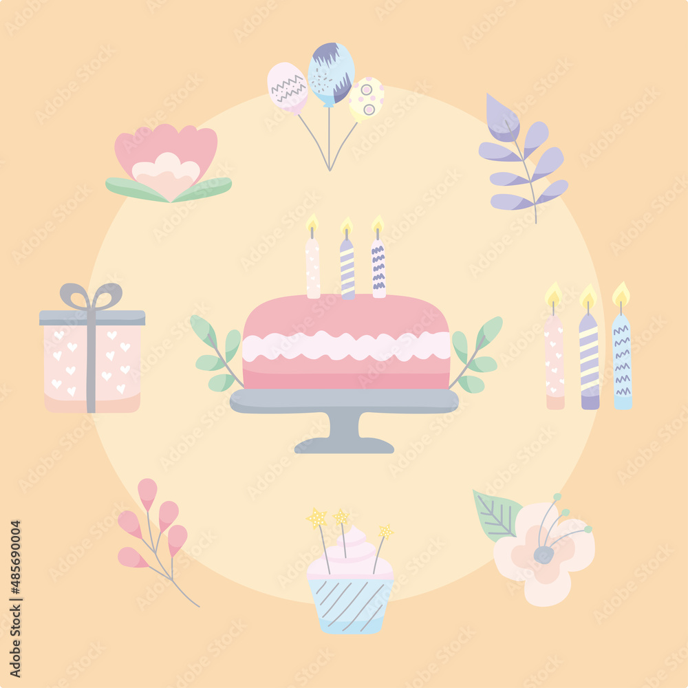 Canvas Prints Birthday invitation nine icons