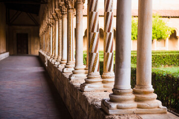 Columns at Monreale Cathedral (Duomo di Monreale) at Monreale, near Palermo, Sicily, Italy, Europe