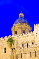 Duomo di Palermo at night (Palermo Cathedral), Sicily, Italy, Europe