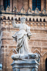 Fototapeta na wymiar Santa Rosalia Statue at Palermo Cathedral (Duomo di Palermo), Sicily, Italy, Europe