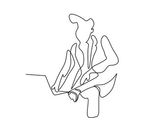 business person using laptop comfortably and coolly