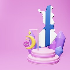 3d rendering of the podium of Ramadan and Eid in Finland for product promotion