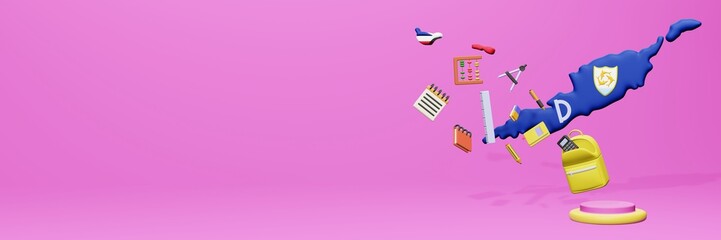 3d rendering of school tools usage for school entrance and holiday websites in Anguilla