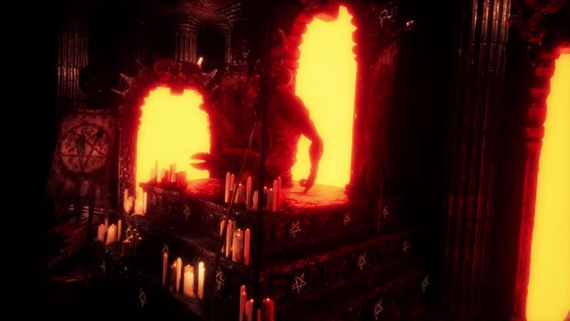 Goat Demon Baphomet VJ Loop - behold to the symbol of hell! Hold your soul or die in fear with this scary and mystical video featuring horned demon. This creature is a mix of goat and human. 