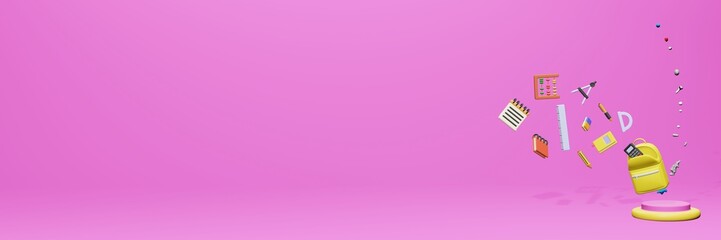 3d rendering of school tools usage for school entrance and holiday websites in Northern Mariana Islands