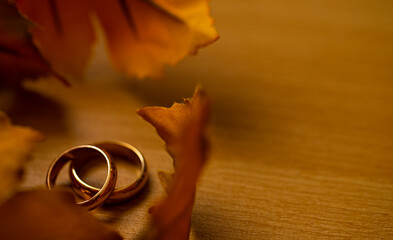 wedding rings on the table