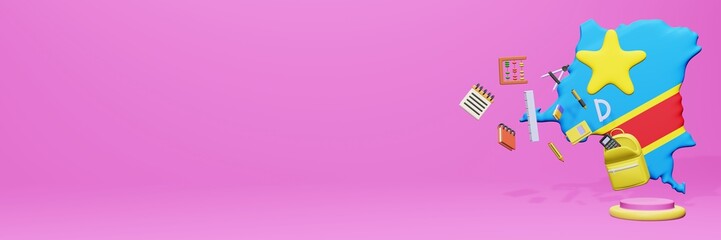 3d rendering of school tools usage for school entrance and holiday websites in Republic Democratic of the Congo