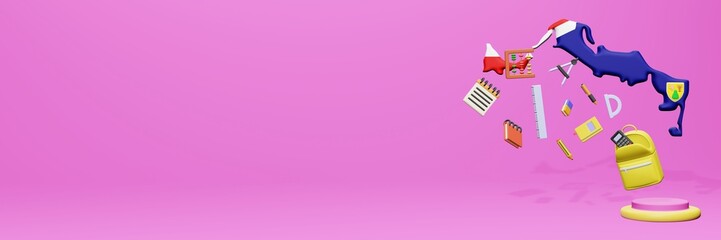 3d rendering of school tools usage for school entrance and holiday websites in Turks and Caicos Island