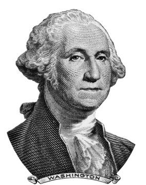 George Washington cut on 1dollar banknote isolated on white background for design purpose
