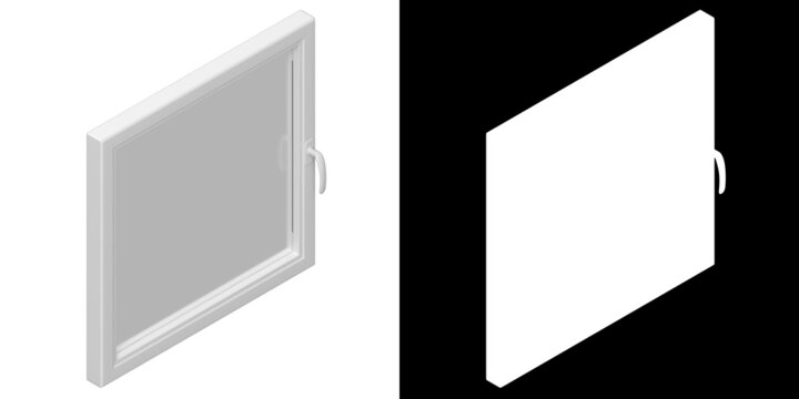 3D rendering illustration of a square window