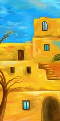 Abstract Town Artwork, Old streets in Digital Oil painting (JPG file ONLY, Raster Graphics) - 485694031