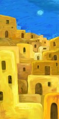 Abstract Town Artwork, Old streets in Digital Oil painting (JPG file ONLY, Raster Graphics) - 485694032
