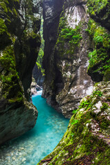 Fototapeta na wymiar Tolminka River Canyon, Tolmin Gorges, Triglav National Park (Triglavski Narodni Park), Slovenia, Europe