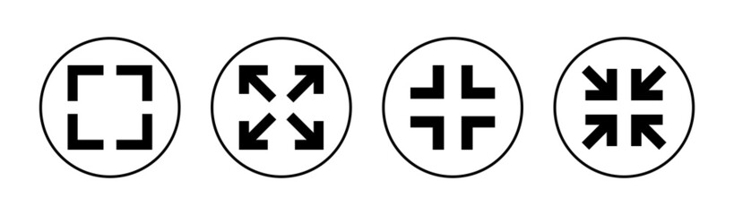 Fullscreen Icon set. Expand to full screen sign and symbol. Arrows symbol