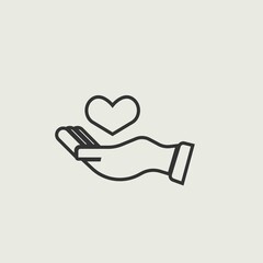 heart in hand vector icon illustration sign 