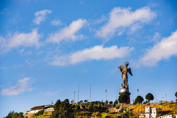 Fototapeta premium Statue of the Virgin of Quito (Virgen de Quito), El Panecillo Hill Statue, City of Quito, Ecuador, South America