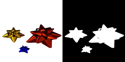 3D rendering illustration of some star ribbons bows