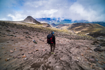 Volcanic sand slope on Illiniza Norte Volcano), Pichincha Province, Ecuador, South America