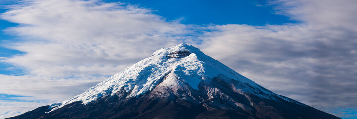 Cotopaxi Volcano glacier covered 5,897m summit, Cotopaxi National Park, Cotopaxi Province, Ecuador,...