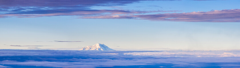 Chimborazo Volcano 6,268m summit, seen from 5,897m Cotopaxi Volcano summit, Cotopaxi Province,...