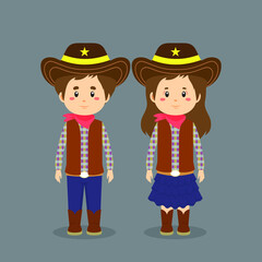 Couple Character Wearing Cowboy Costume