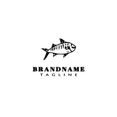 animal fish cartoon logo template icon design black isolated vector illustration