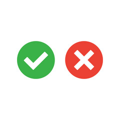 Obraz premium Vector check mark icons. Flat design. Tick and cross. Vector icons set