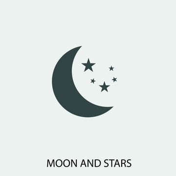 moon and stars vector icon illustration sign